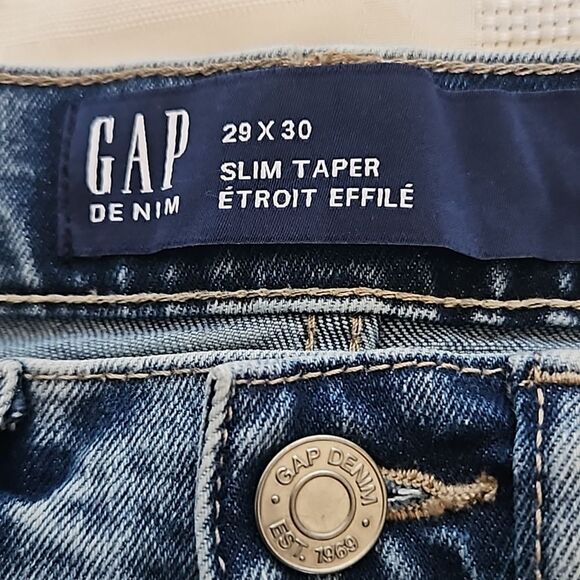 Gap Men's Slim Taper Denim Jeans Light Blue Washed 29×30 - Picture 6 of 16
